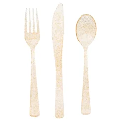 Unique UK Inc t/as Unique Party Plastikbestik Guld Glitter - Borddækning