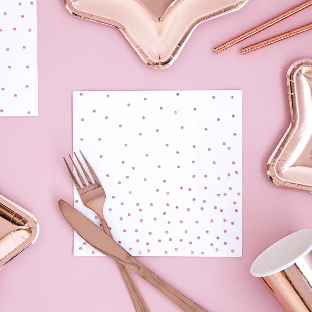 Discount PartyDeco sp. z o.o. Servietter Dots Rosaguld