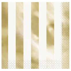 Unique UK Inc t/as Unique Party Servietter Guld Metallic Stribede - Borddækning