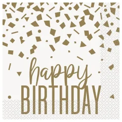Unique UK Inc t/as Unique Party Servietter Happy Birthday Guld - Borddækning