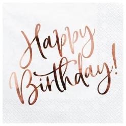 Online PartyDeco sp. z o.o. Servietter Happy Birthday Rosaguld
