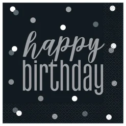 New Unique UK Inc t/as Unique Party Servietter Happy Birthday Sort Prikket