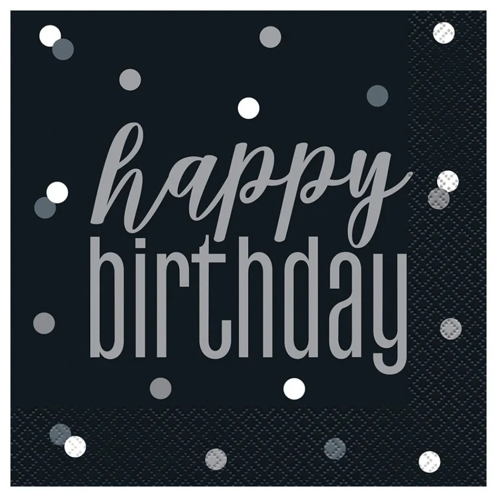 New Unique UK Inc t/as Unique Party Servietter Happy Birthday Sort Prikket