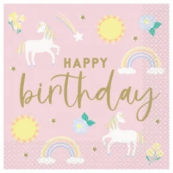 Best Unique UK Inc t/as Unique Party Servietter Happy Birthday Unicorn