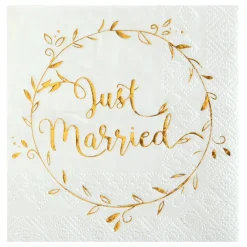 Sale Santex Servietter Just Married Hvid/Guld
