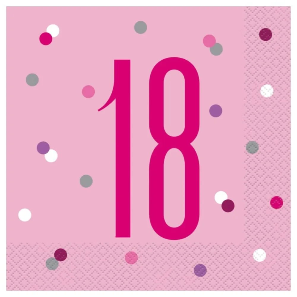 Clearance Unique UK Inc t/as Unique Party Servietter 18 Lyserød