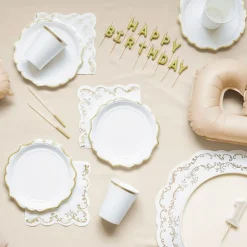 Discount PartyDeco sp. z o.o. Servietter Ornament Guld/Hvid