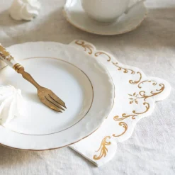 Discount PartyDeco sp. z o.o. Servietter Ornament Guld/Hvid
