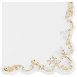 Discount PartyDeco sp. z o.o. Servietter Ornament Guld/Hvid