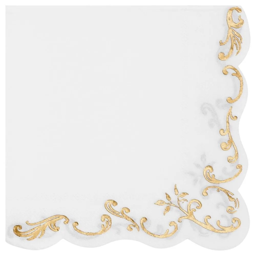 Discount PartyDeco sp. z o.o. Servietter Ornament Guld/Hvid