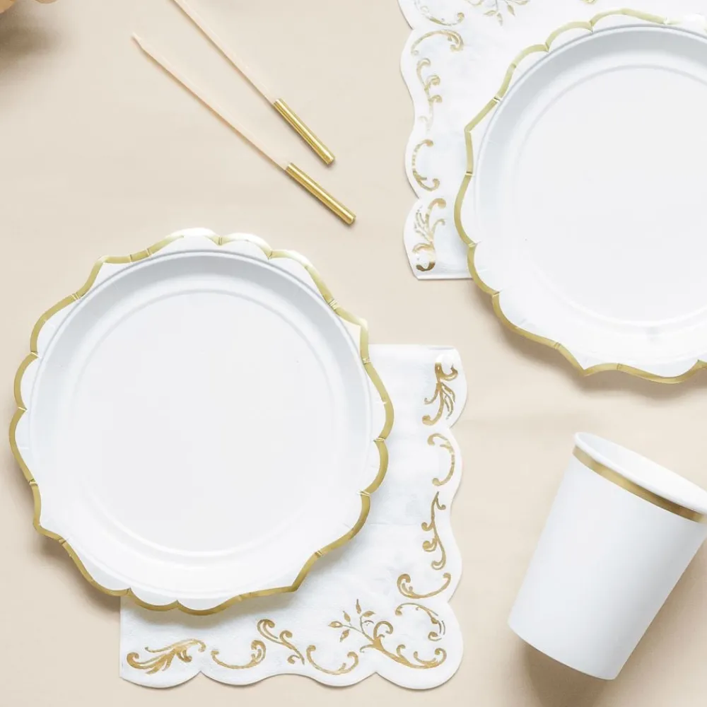 Discount PartyDeco sp. z o.o. Servietter Ornament Guld/Hvid