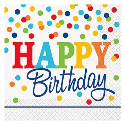 Unique UK Inc t/as Unique Party Servietter Polkaprikker Happy Birthday - Borddækning