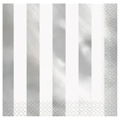 Unique UK Inc t/as Unique Party Servietter Sølv Metallic Stribede