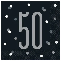 Sale Unique UK Inc t/as Unique Party Servietter 50 Sort Prikket