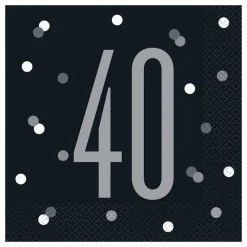 Unique UK Inc t/as Unique Party Servietter 40 Sort Prikket - Borddækning