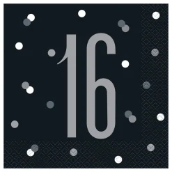 Discount Unique UK Inc t/as Unique Party Servietter 16 Sort Prikket