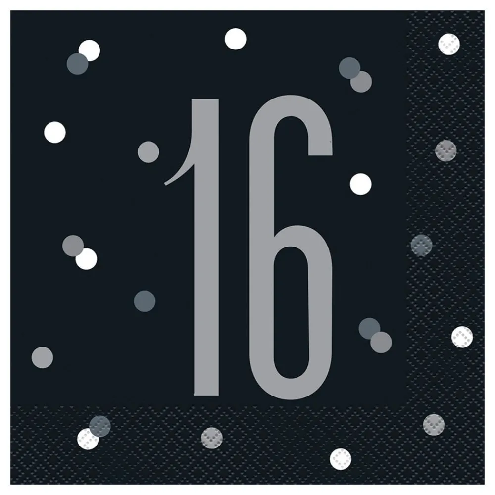 Discount Unique UK Inc t/as Unique Party Servietter 16 Sort Prikket