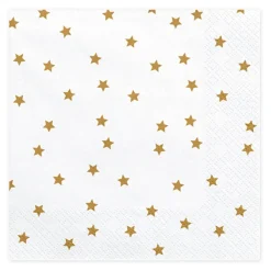Online PartyDeco sp. z o.o. Servietter Stjerner Guld/Hvid
