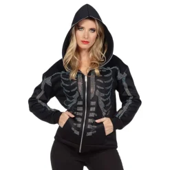 Best Wilbers Karnaval B.V. Skelet Hoodie Glitter med Lynlås