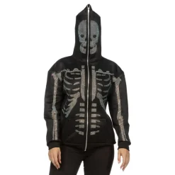 Best Wilbers Karnaval B.V. Skelet Hoodie Glitter med Lynlås