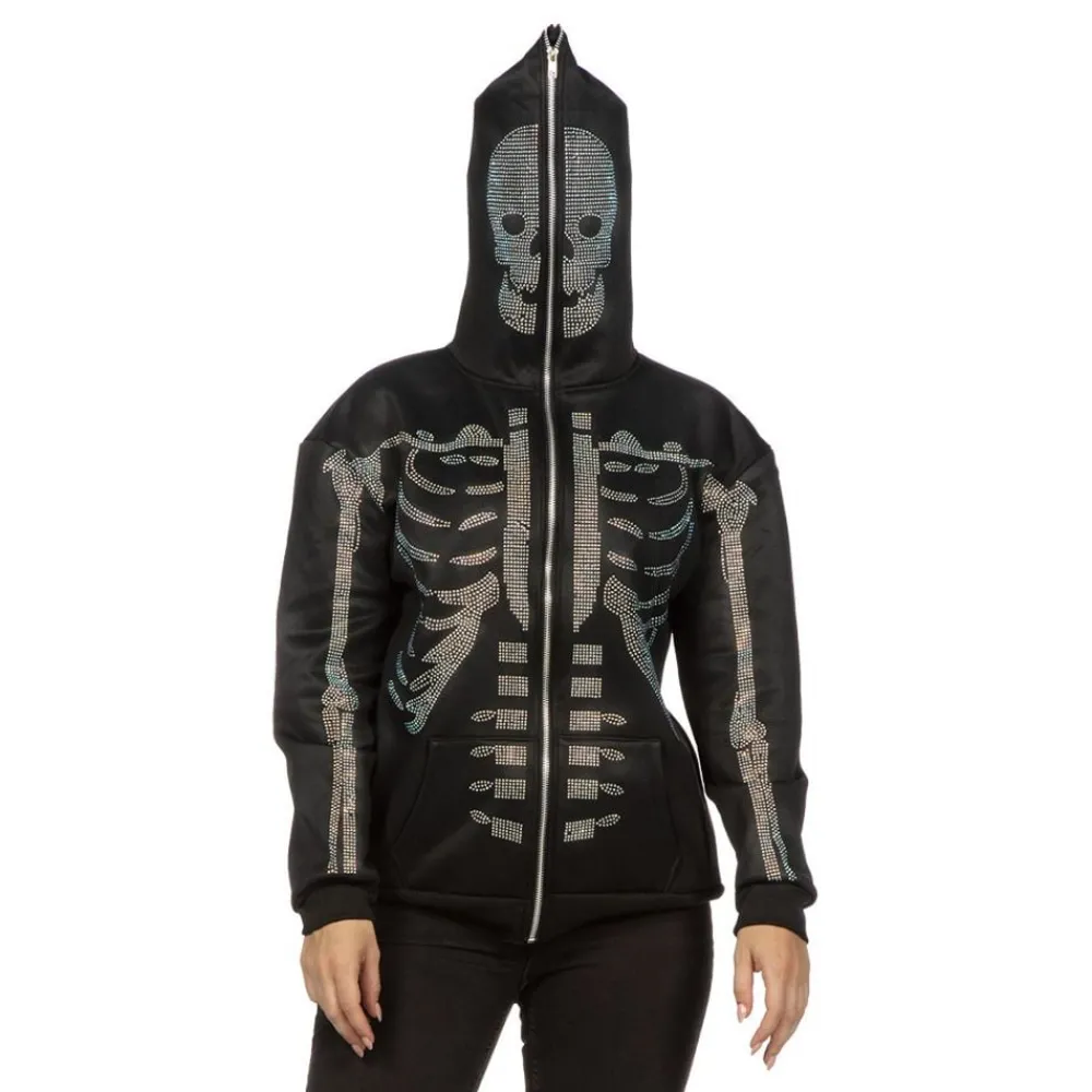 Best Wilbers Karnaval B.V. Skelet Hoodie Glitter med Lynlås