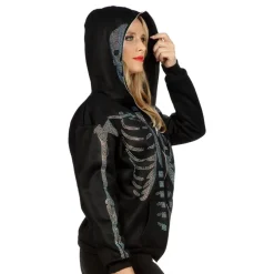 Best Wilbers Karnaval B.V. Skelet Hoodie Glitter med Lynlås