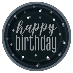 Online Unique UK Inc t/as Unique Party Sorte Paptallerkener Happy Birthday