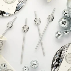 Sale CG Global Products Ltd Sugerør med Diskokugler Sølv
