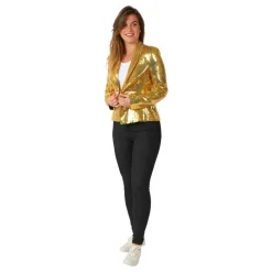 Oppo Merchandise Group B.V. Suitmeister Pailletblazer Dame Guld - Tøj|Udklædningskostumer