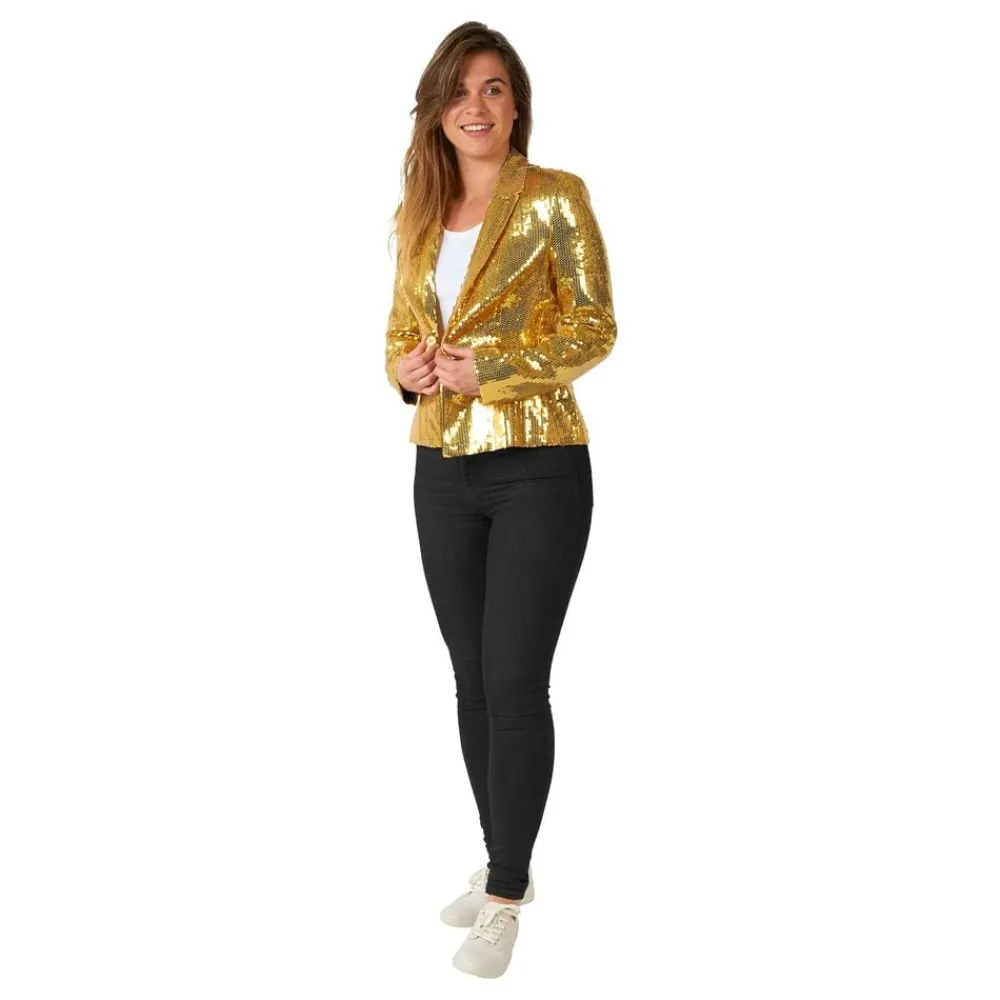 Oppo Merchandise Group B.V. Suitmeister Pailletblazer Dame Guld - Tøj|Udklædningskostumer