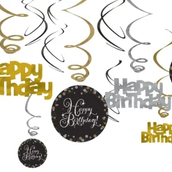Reithmüller Europe GmbH Swirls Happy Birthday Sølv/Guld Glitter - Oppyntning