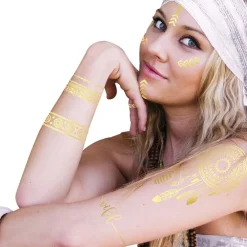 Fiestas Guirca, S.L Tatoveringer Guld Hippie - Sminke|Kostumetema