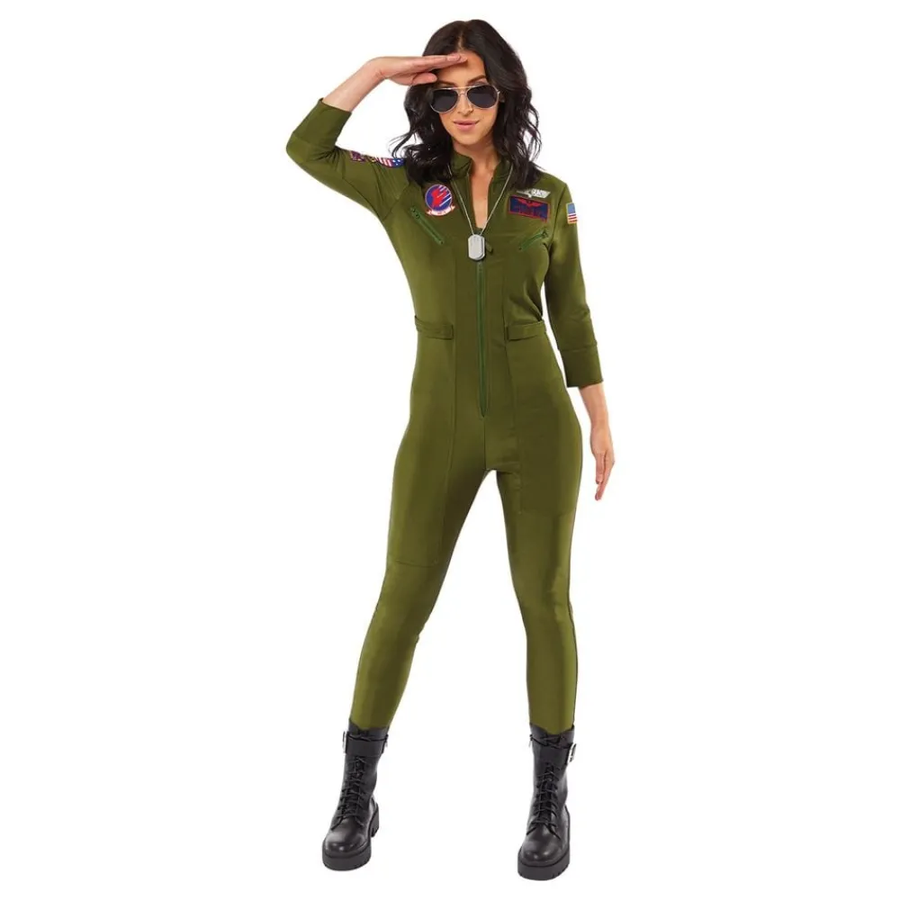 Reithmüller Europe GmbH Top Gun Jumpsuit Damekostume - Udklædningskostumer|Kostumetema