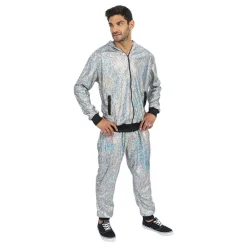 CHAKS Tracksuit Geometrisk Iridescent Silver - Tøj|Udklædningskostumer