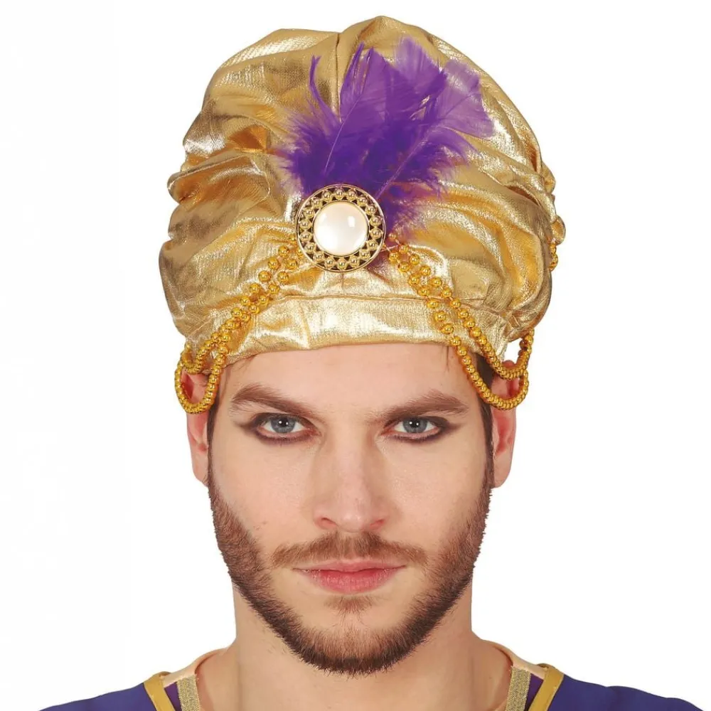 Clearance Fiestas Guirca, S.L Turban Guld med Fjer