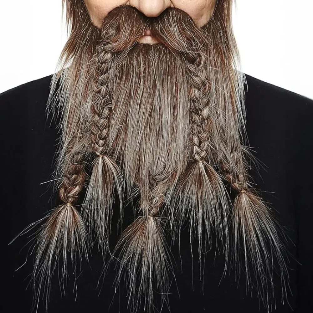 Butterick's AB Viking Moustache med Skæg Brun/Grå - Tilbehør