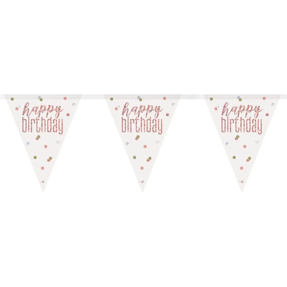 Online Unique UK Inc t/as Unique Party Vimpelguirlande Happy Birthday Rosaguld