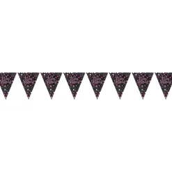 Reithmüller Europe GmbH Vimpelguirlande Happy Birthday Sort/Lyserød Glitter - Oppyntning