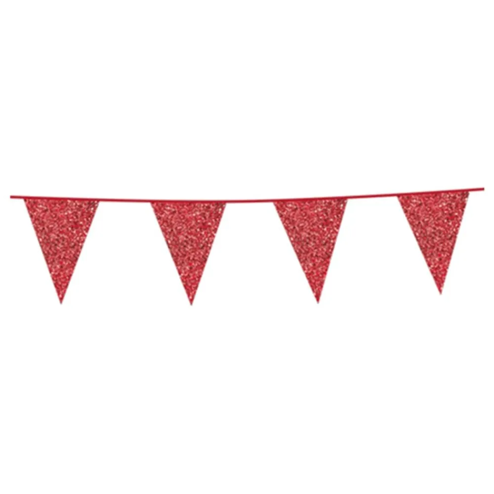 Globos Europe B.V. Vimpelguirlande Rød Glitter - Oppyntning|Flag