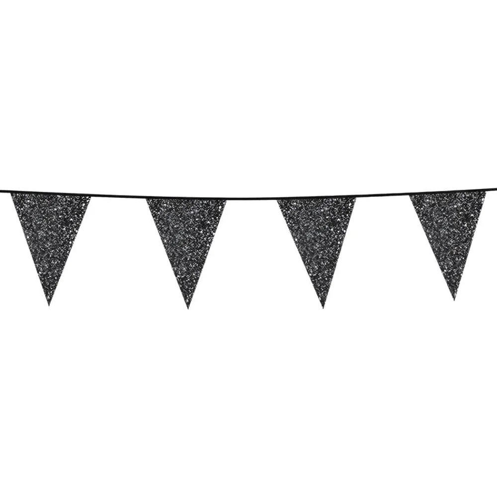Globos Europe B.V. Vimpelguirlande Sort Glitter