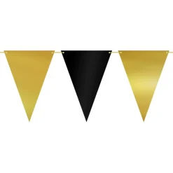 PartyDeco sp. z o.o. Vimpelguirlande Sort/Guld Metallic