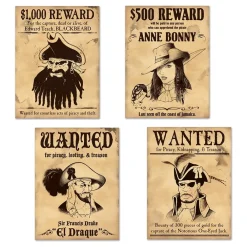 Three Sixty Degrees Ltd Wanted-skilte Pirattema - Hjem & Husholdning